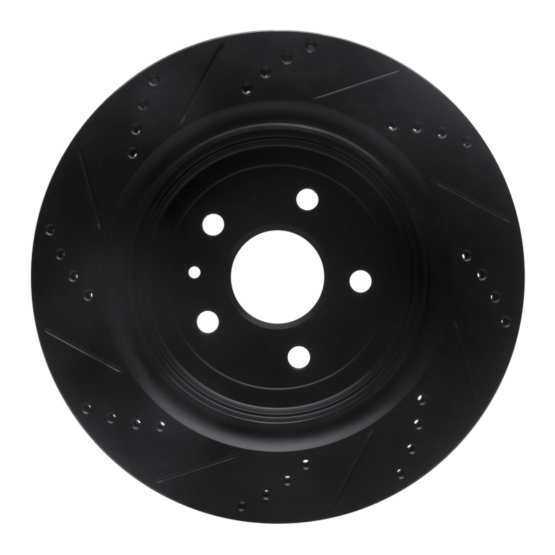 Cadillac ATS Brake Rotor (1) - Rear Right - R1 Concepts - Drilled & Slotted - Black - `16-`24